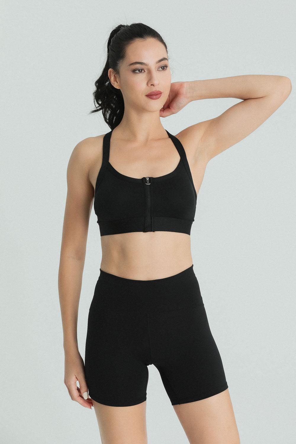 daisies front zip closure sports bra