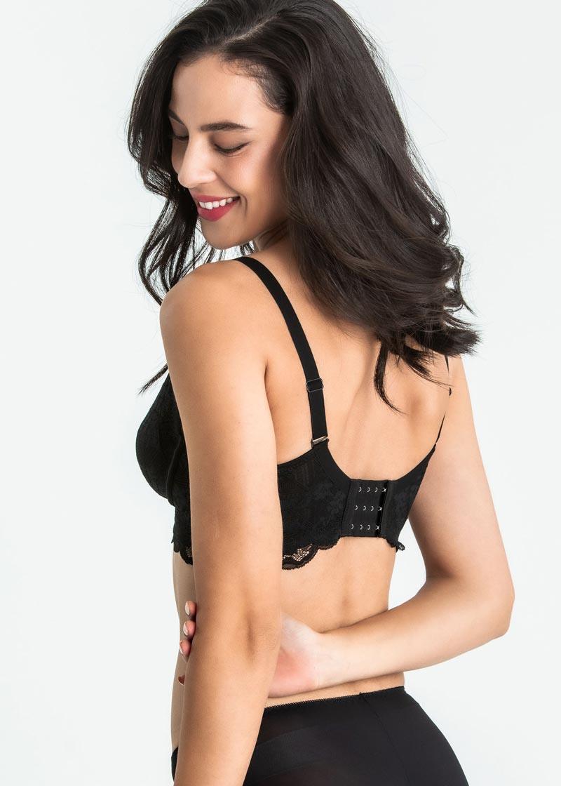 Wireless Push-Up Bra with Supportive Band Back View Daisies