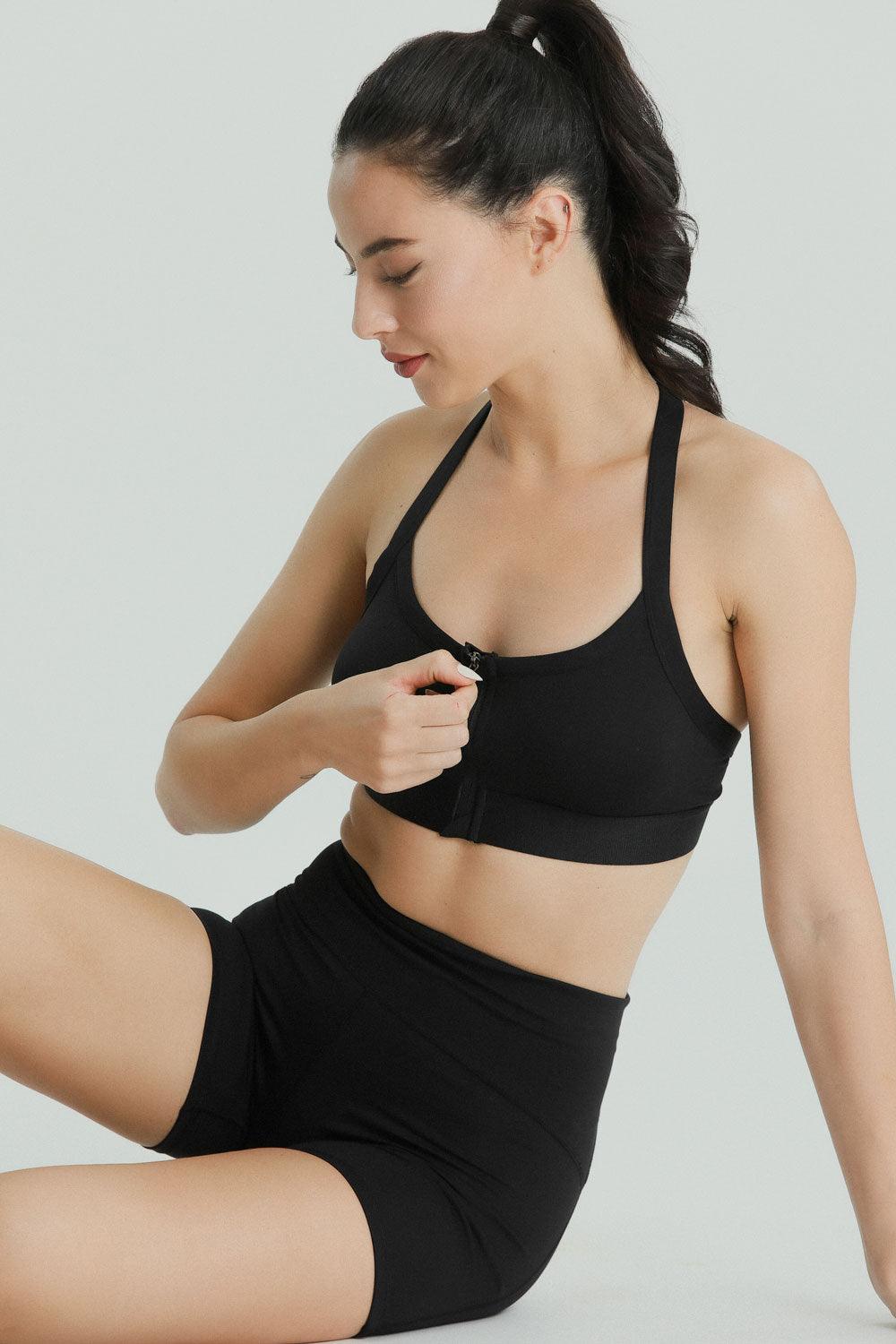 daisies front zip closure sports bra